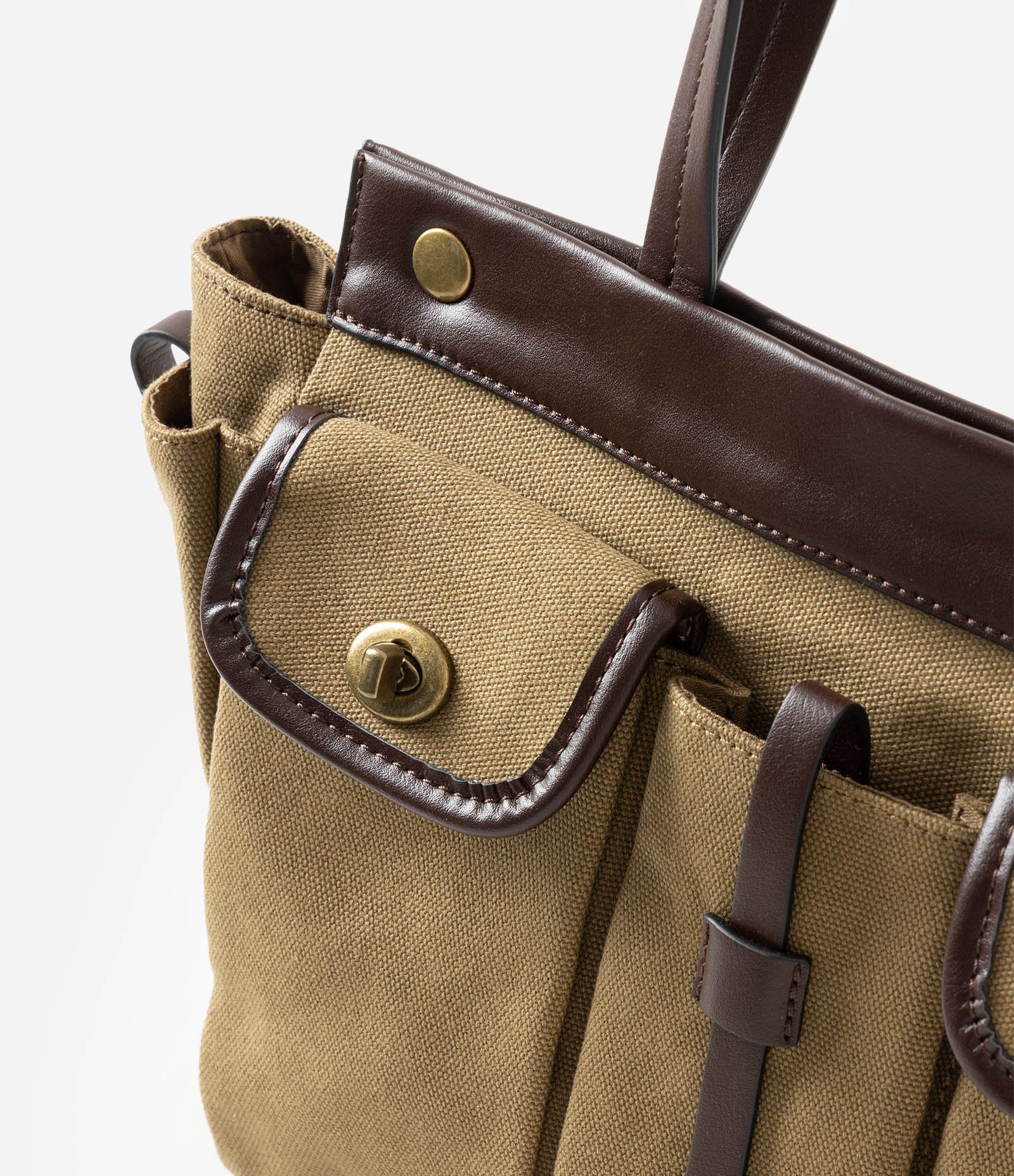 Bolsa Shopper Grande com Bolsos Frontais Bege 7