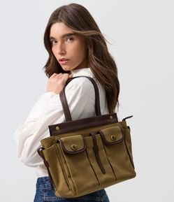 Bolsa Shopper Grande com Bolsos Frontais