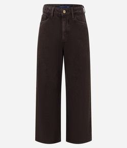 Calça Reta Cropped em Sarja com Bolsos