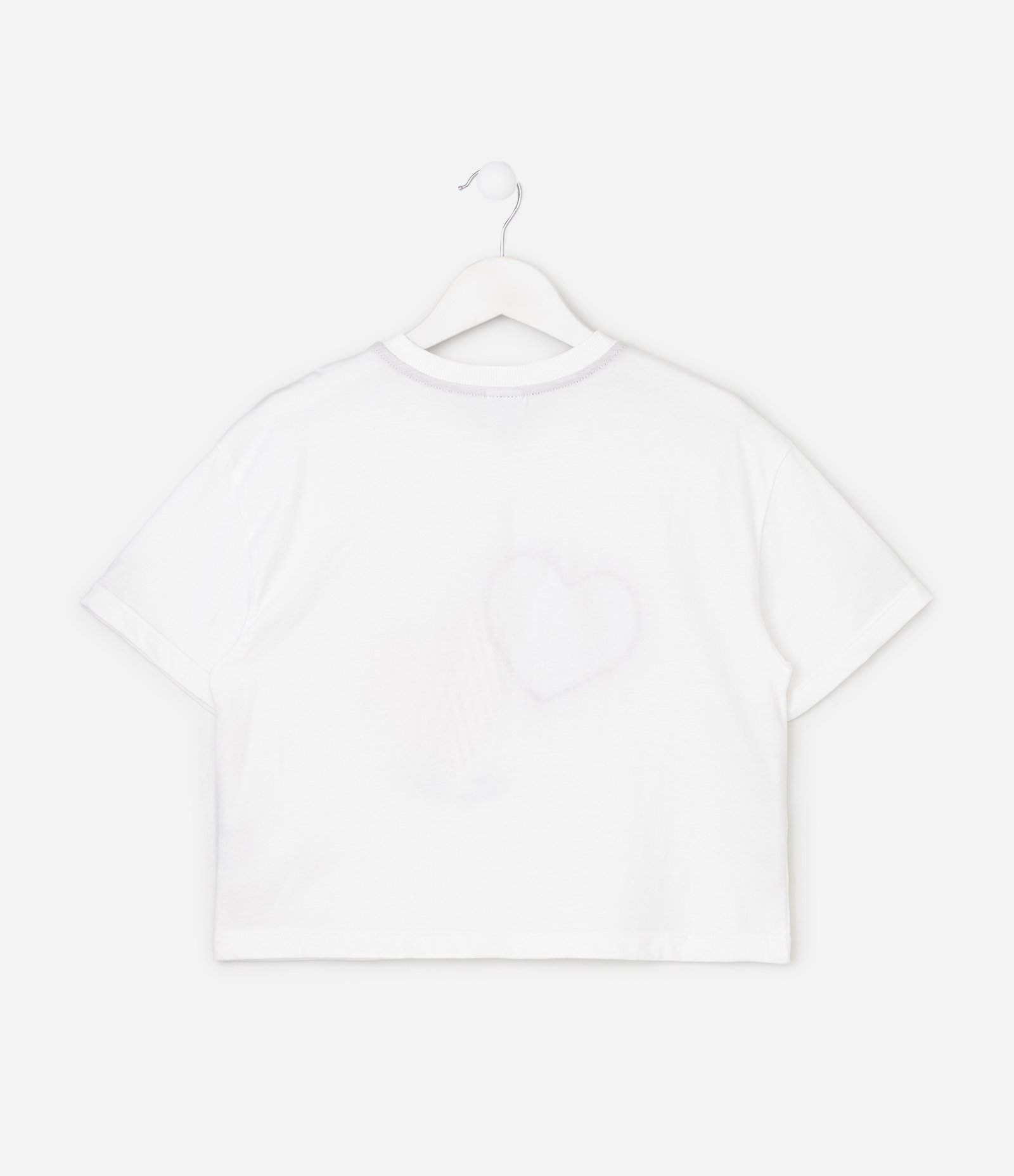 Blusa Infantil Boxy Em Algodão com Aplicação de Corações - Tam 5 a 16 Anos Branco 2
