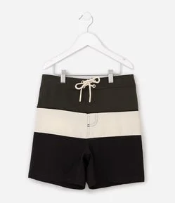 Bermuda Banho Infantil Color Block com Cordão Ajustável - Tam 5 a 16 Anos