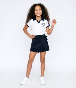 Blusa Infantil Em Cotton College Com Listras laterais - Tam 5 a 16 Anos