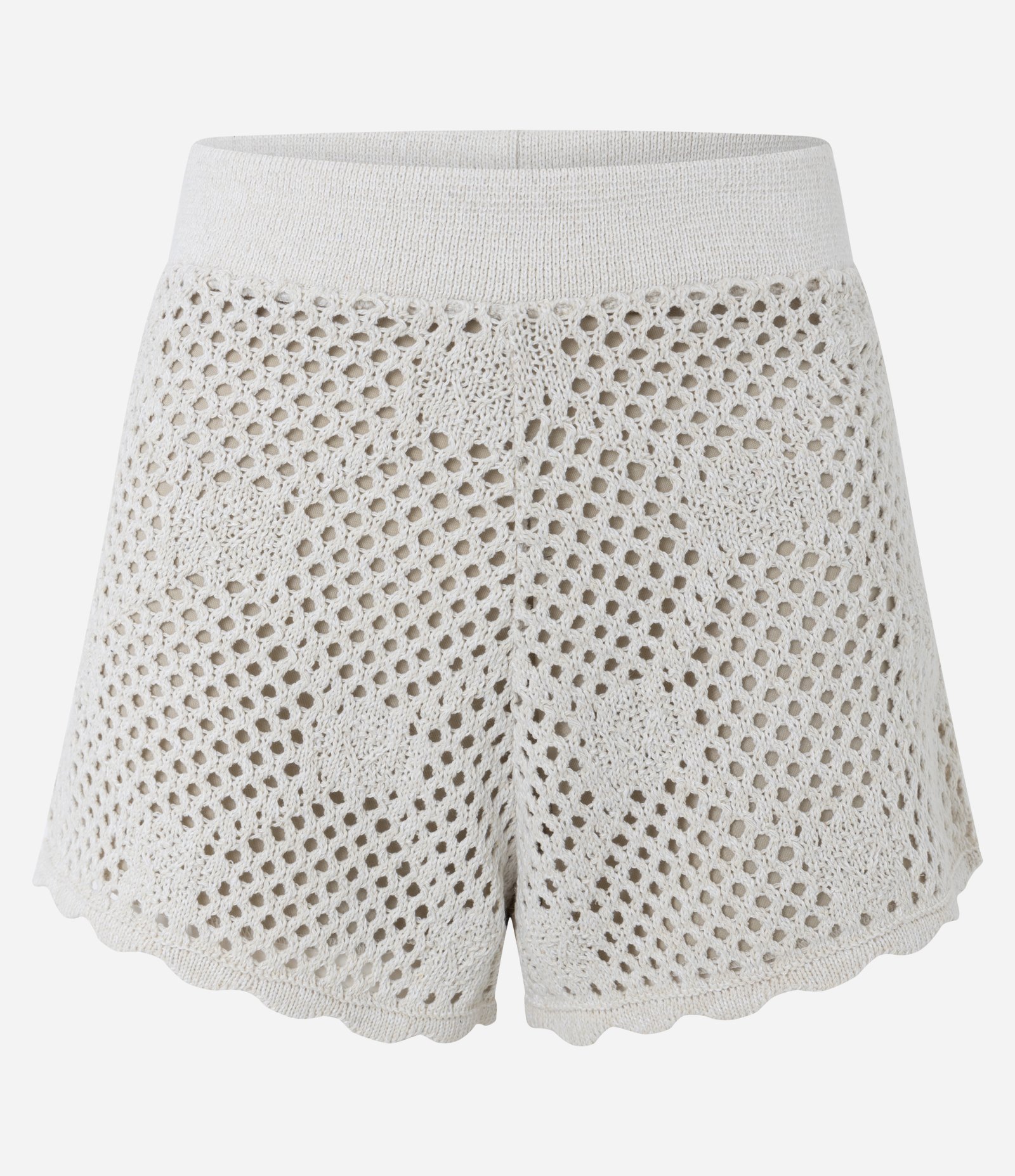 Short em Tricô Vazado com Cós Elástico Branco 5