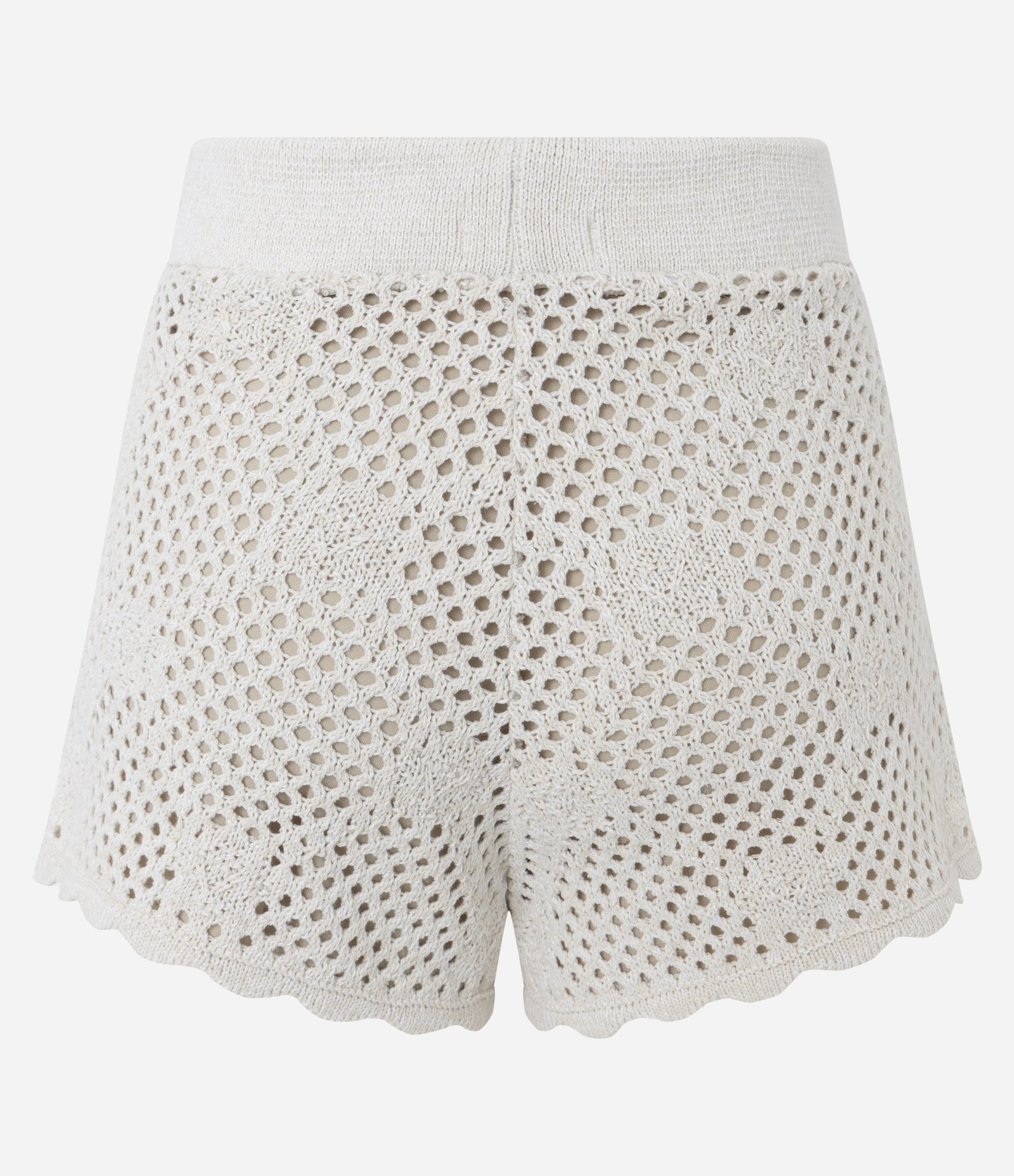 Short em Tricô Vazado com Cós Elástico Branco 7
