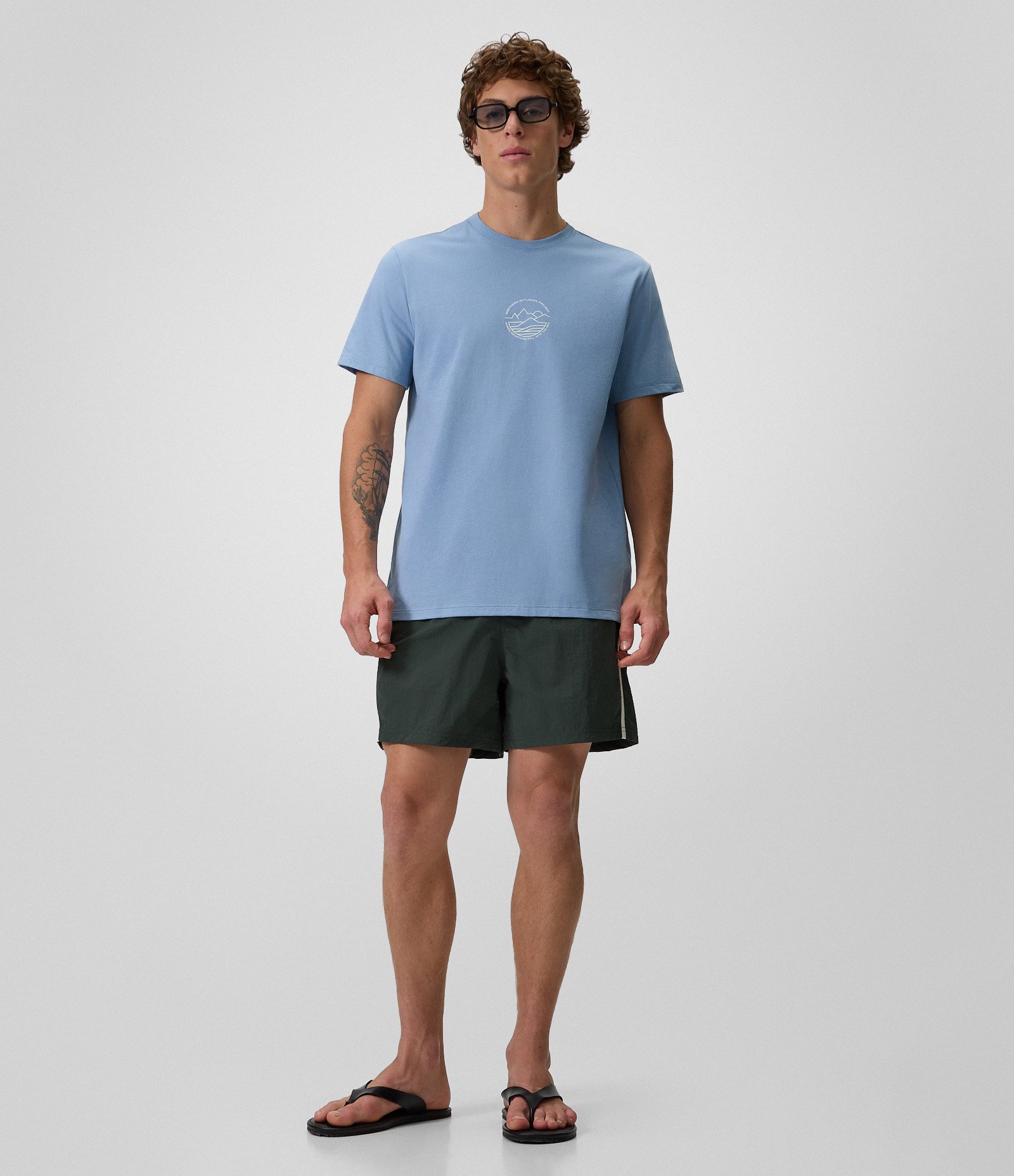 Camiseta Comfort em Algodão com Estampa Mini Ícone Azul 2