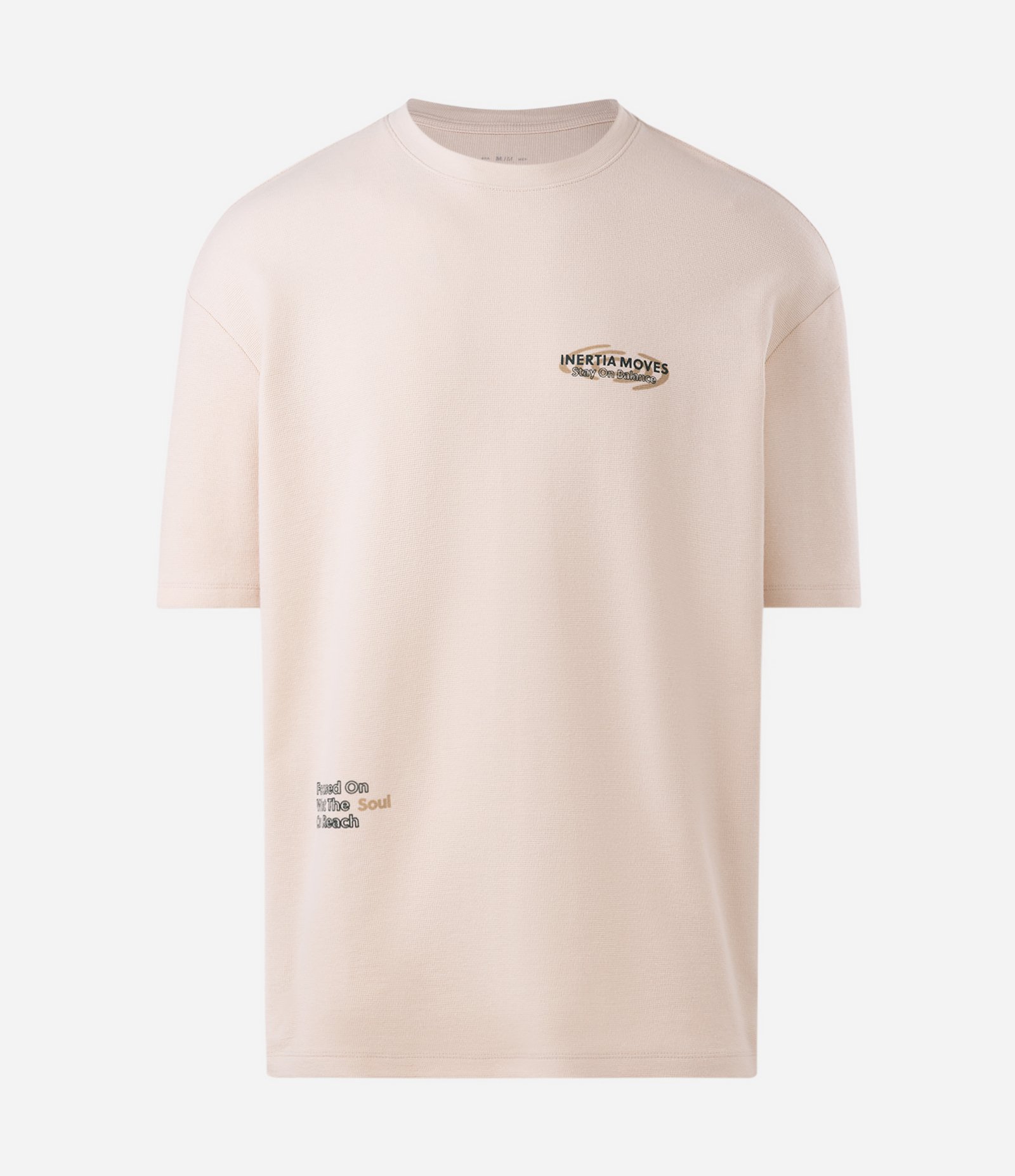 Camiseta Relaxed em Algodão Texturizado com Lettering Bege 1