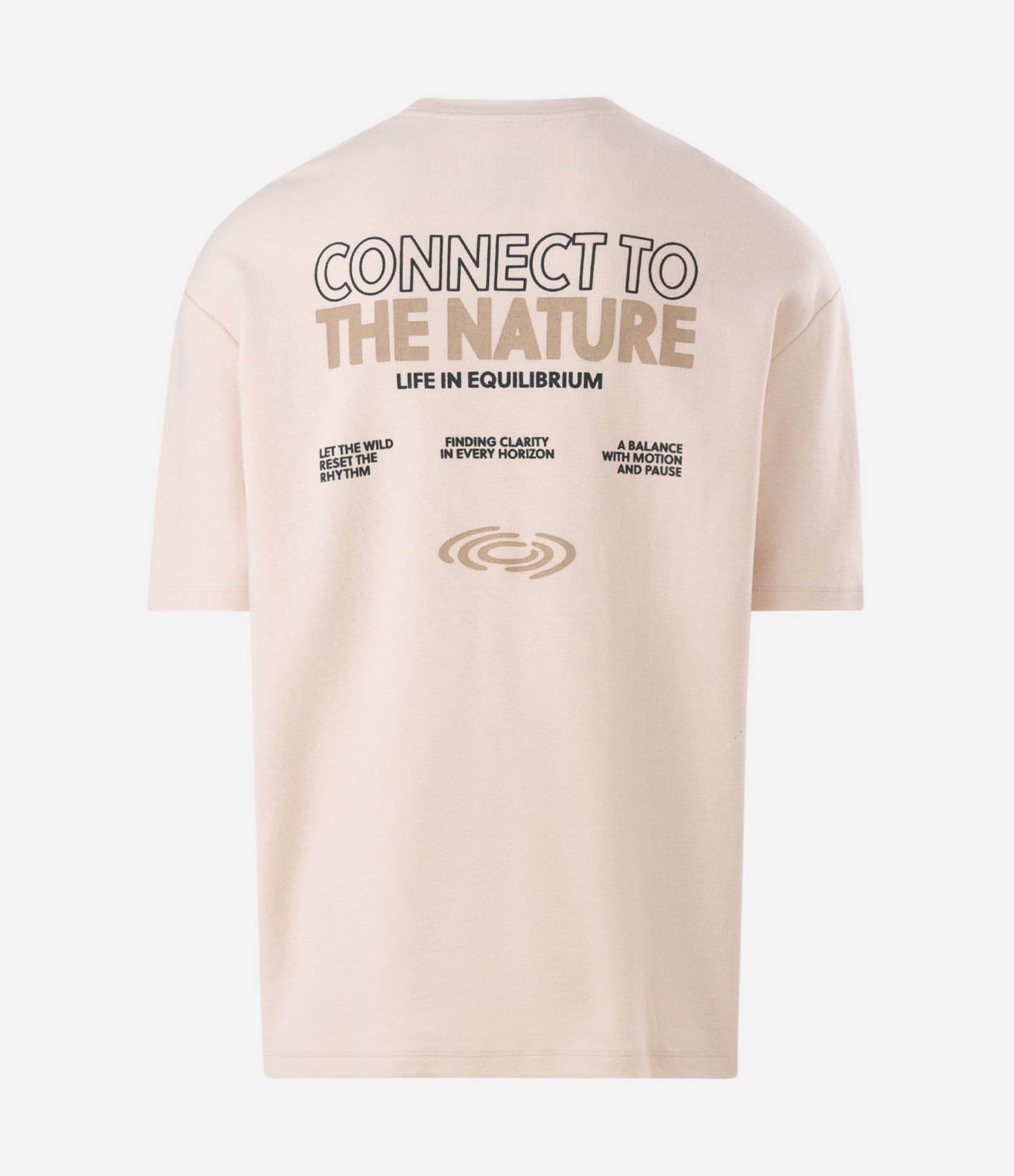 Camiseta Relaxed em Algodão Texturizado com Lettering Bege 2