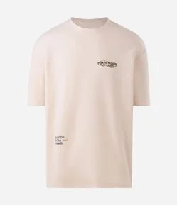 Camiseta Relaxed em Algodão Texturizado com Lettering