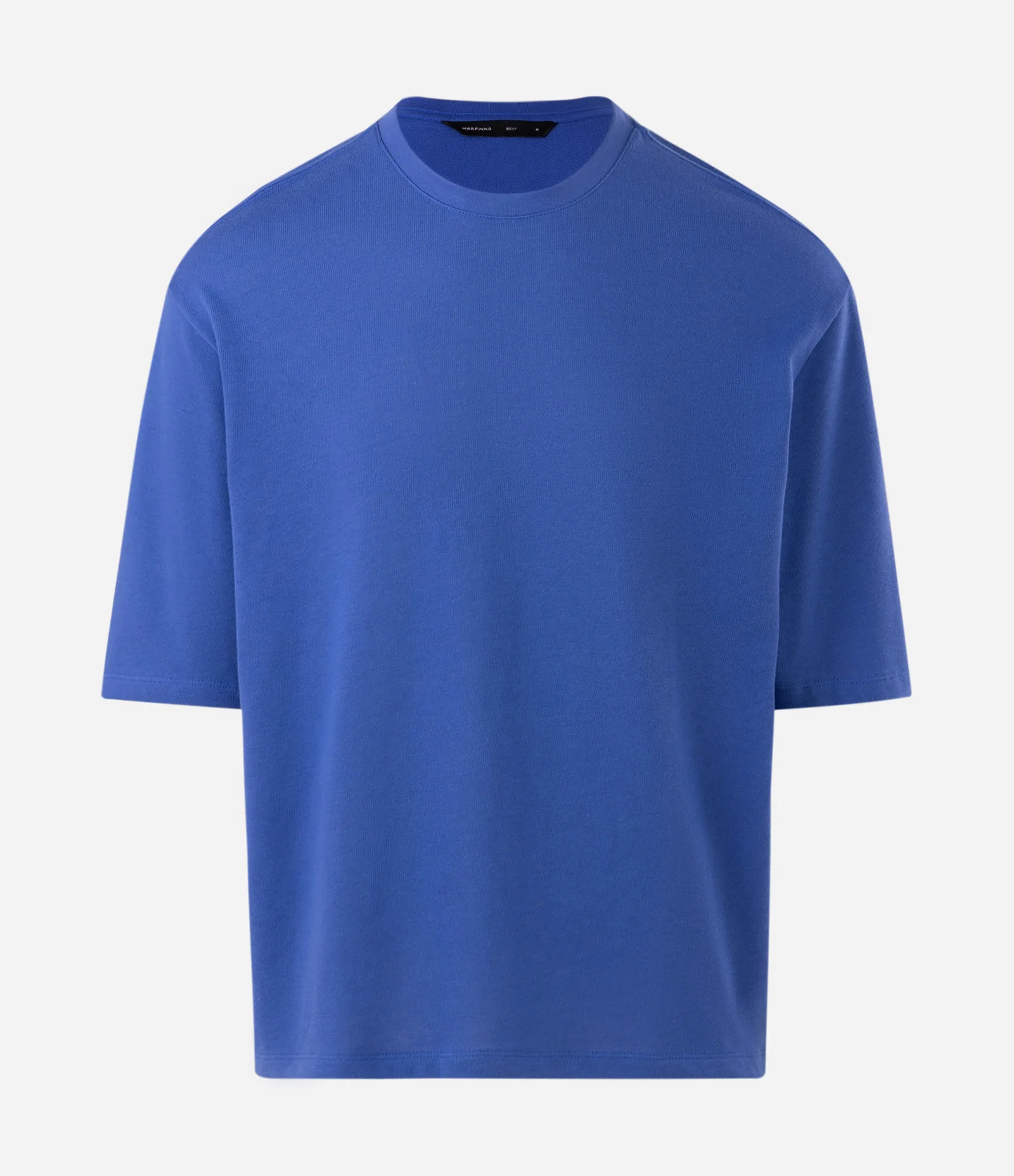 Camiseta Boxy Texturizada Decote Canoa Azul 1