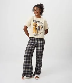 Calça de Pijama em Viscose com Estampa Xadrez