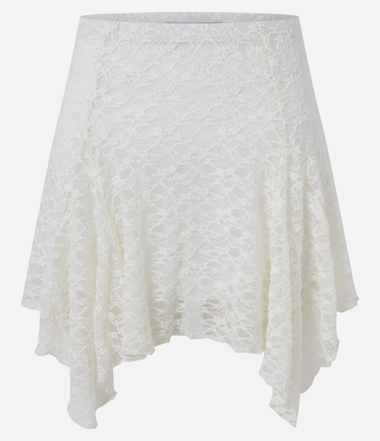Saia Curta em Renda Floral com Pontas Laterais Assimétricas Branco 5