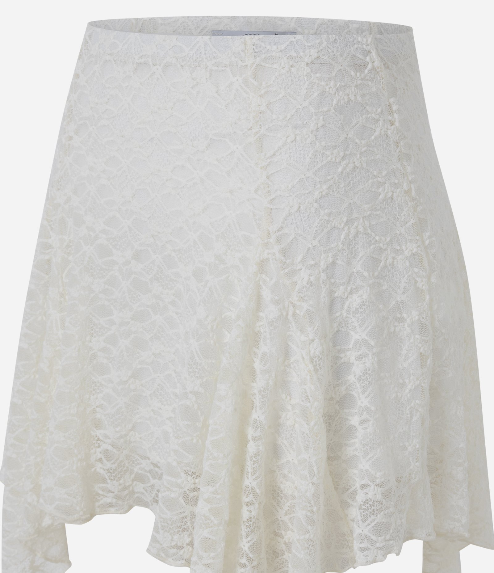 Saia Curta em Renda Floral com Pontas Laterais Assimétricas Branco 6