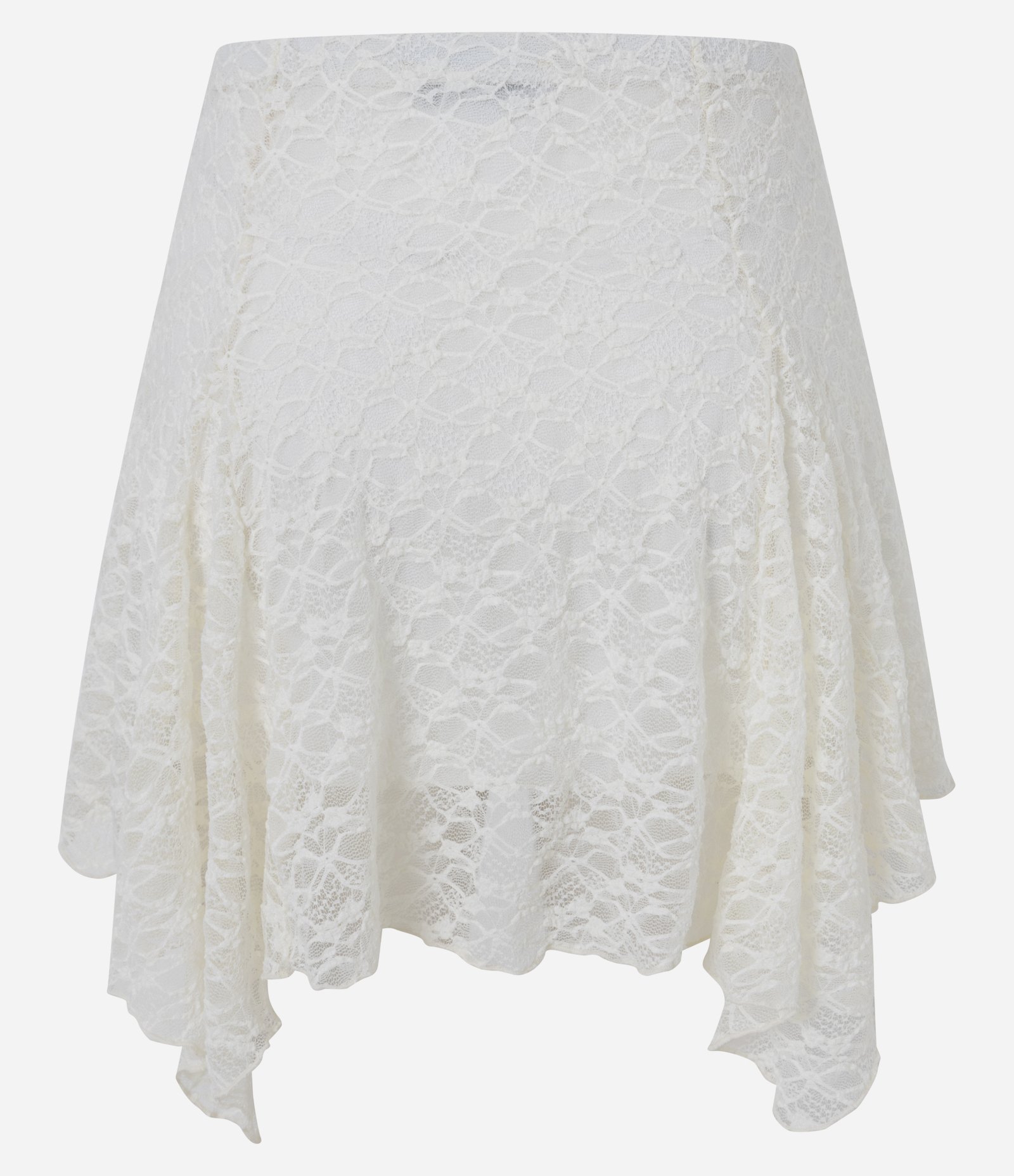 Saia Curta em Renda Floral com Pontas Laterais Assimétricas Branco 7