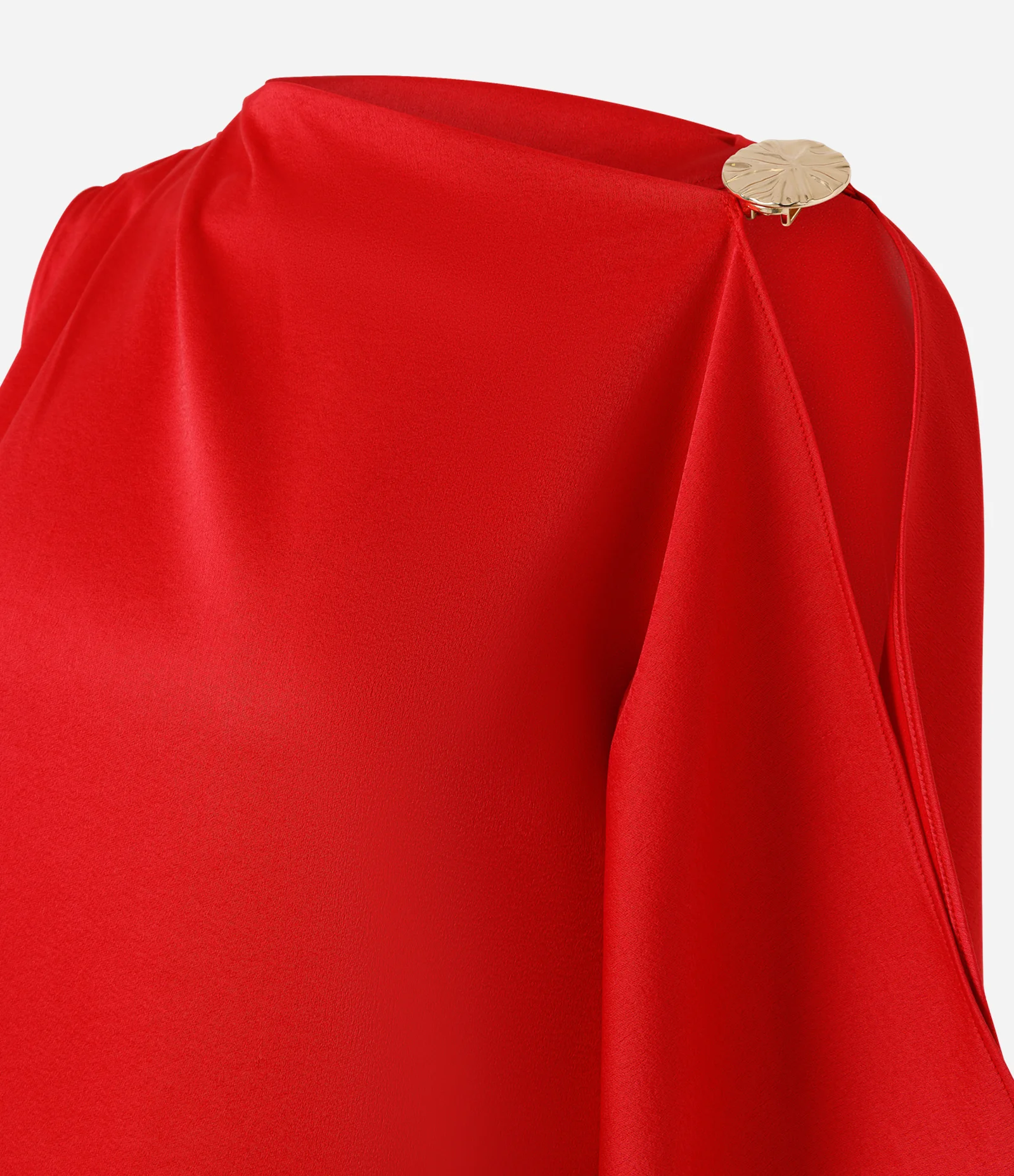 Blusa Acetinada Assimétrica com Aviamento no Ombro Vermelho 6