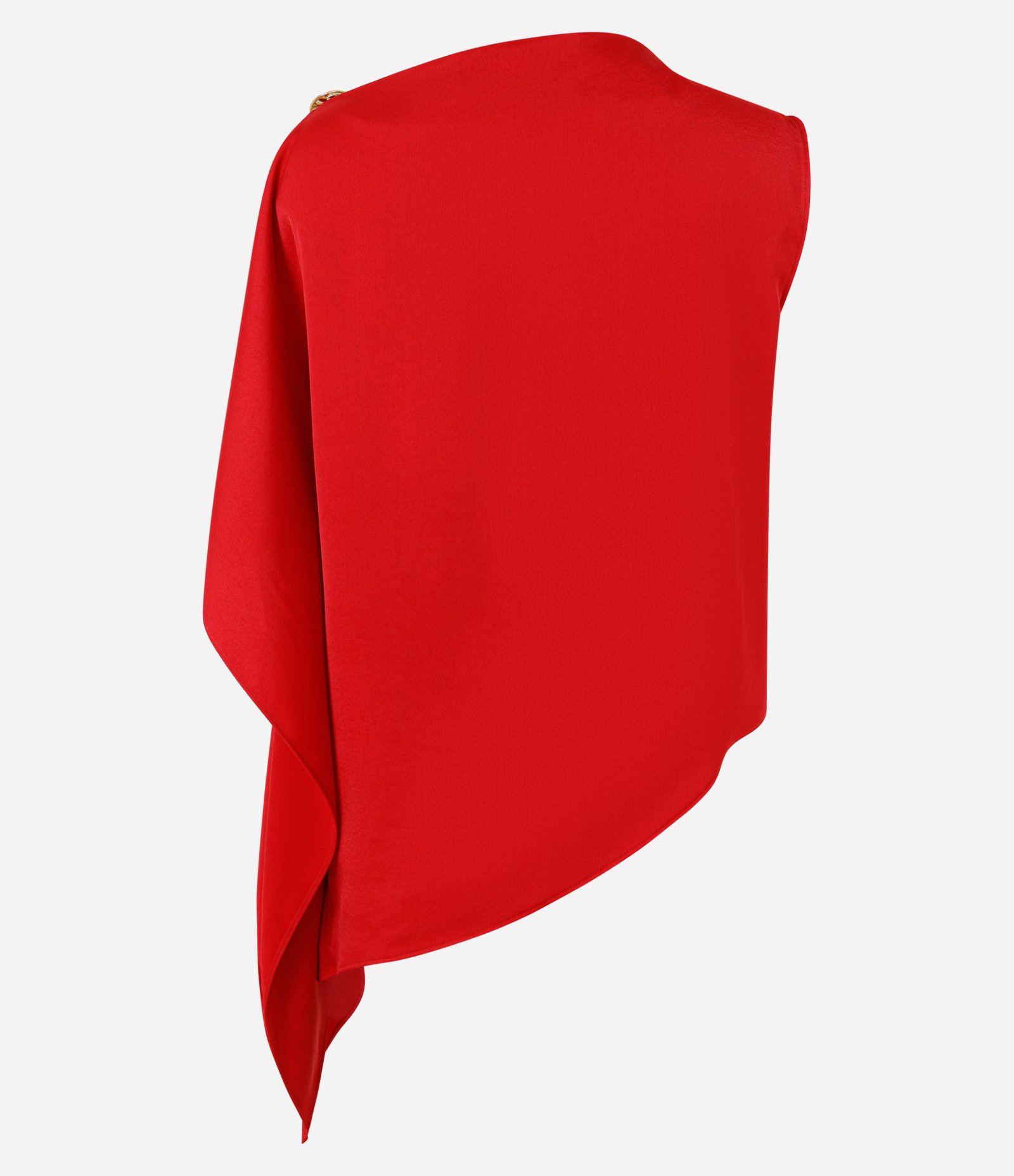Blusa Acetinada Assimétrica com Aviamento no Ombro Vermelho 7