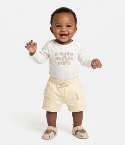 Bermuda Infantil Em Algodão Atoalhada com Bolsos Cargo - Tam 12 a 18 Meses