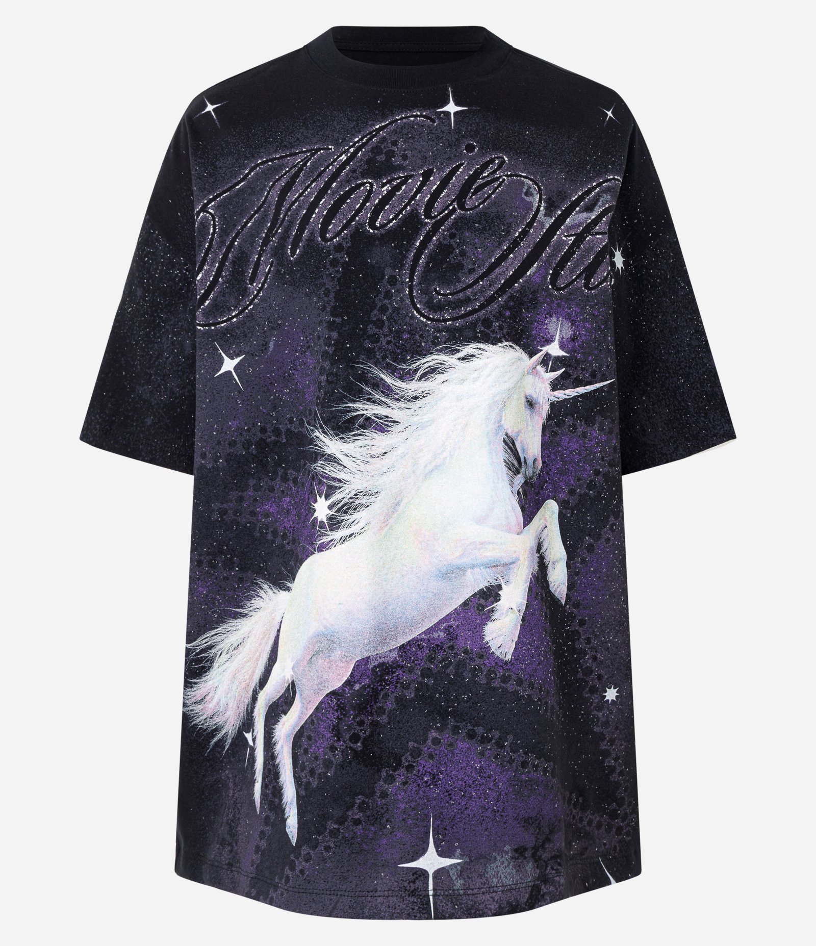 Camiseta em Algodão com Estampa de Unicórnio com Strass Preto 5