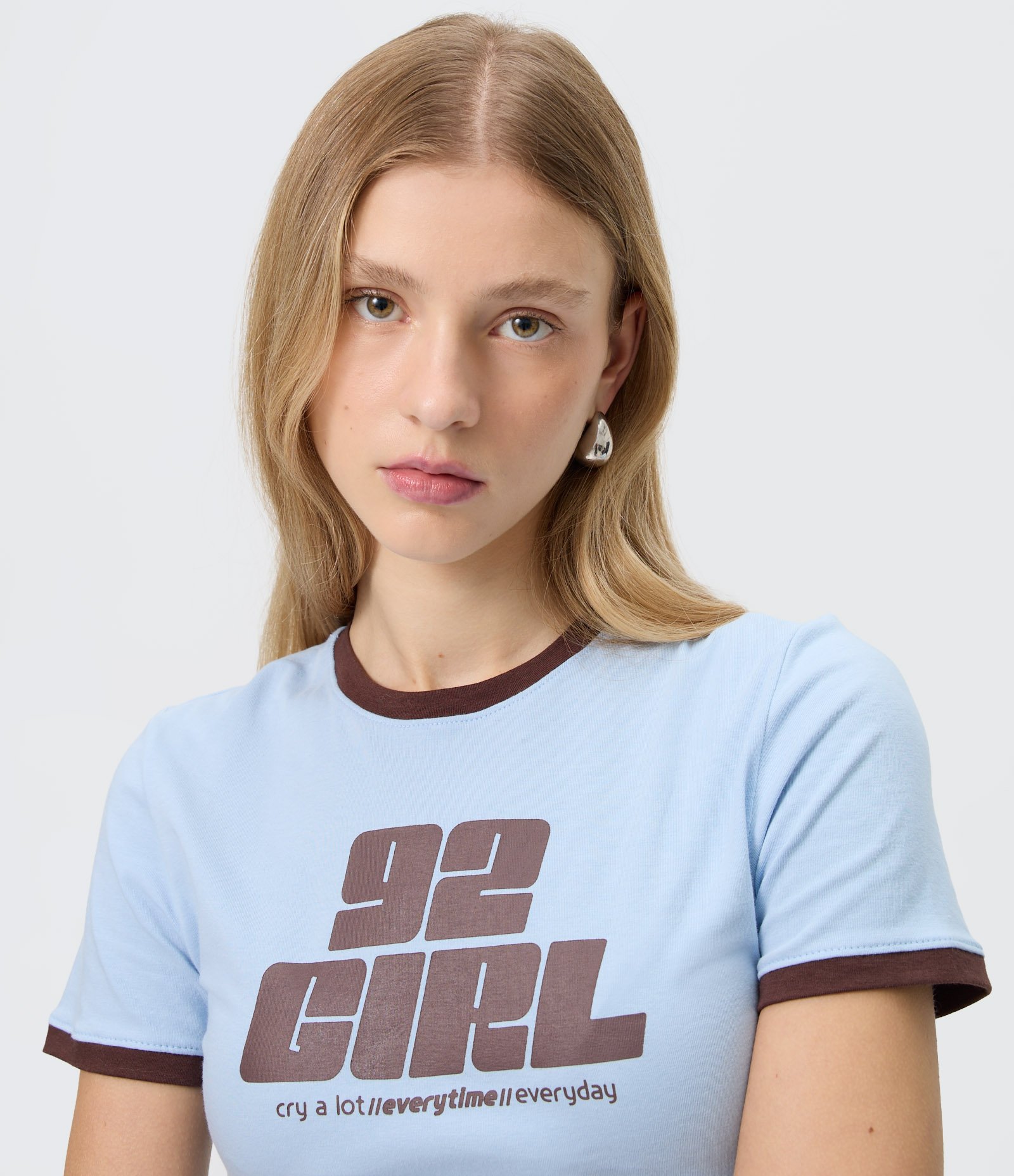 Camiseta New T-shirt em Algodão com Lettering 92 Girl Azul 1