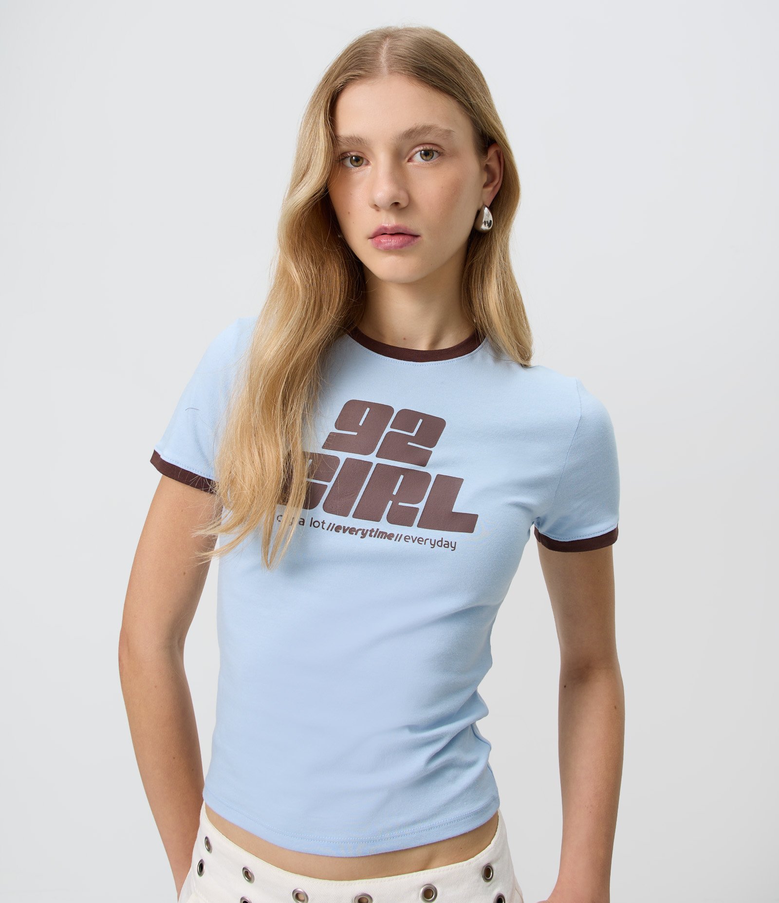 Camiseta New T-shirt em Algodão com Lettering 92 Girl Azul 3