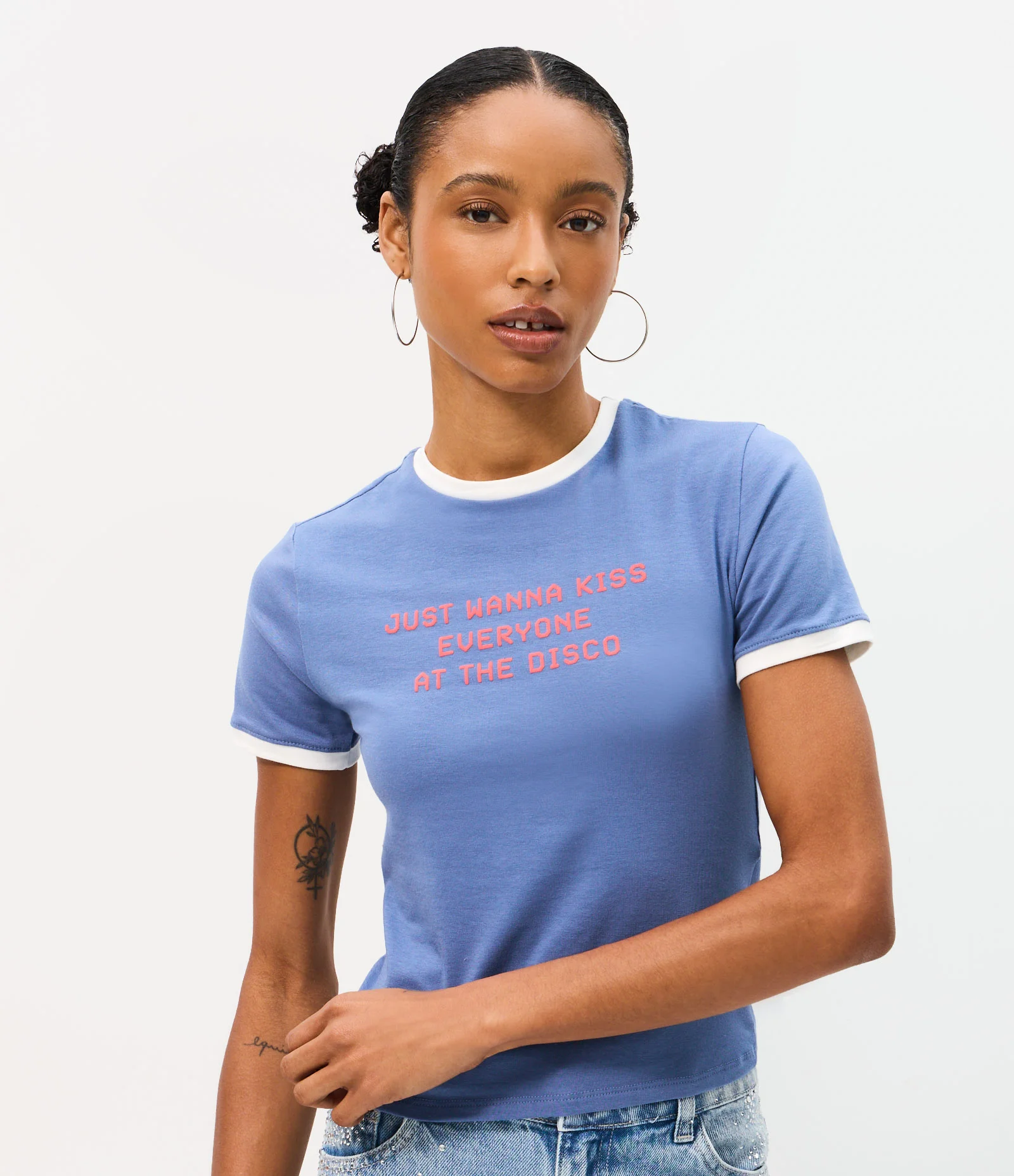 Camiseta com Estampa Lettering Harry Styles em Algodão Azul 1