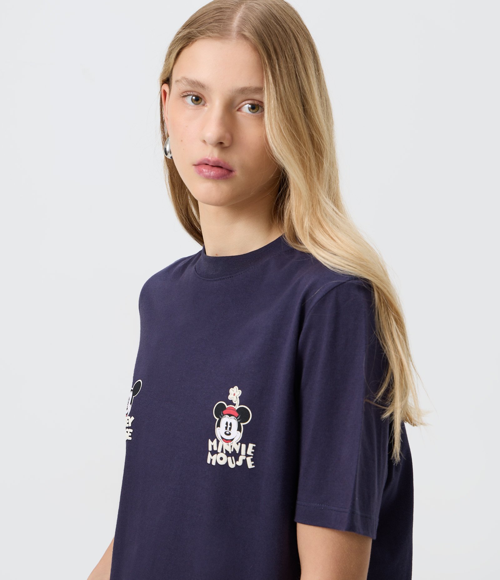 Camiseta em Algodão com Estampa Mickey e Minnie e Manga Curta Azul 3