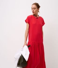 Vestido Longo em Viscose com Ajuste na Cintura