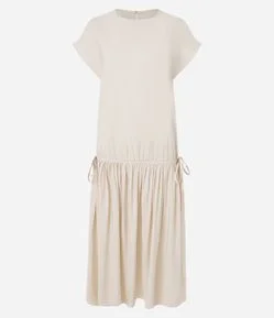 Vestido Longo em Viscose com Ajuste na Cintura