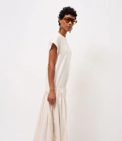 Vestido Longo em Viscose com Ajuste na Cintura