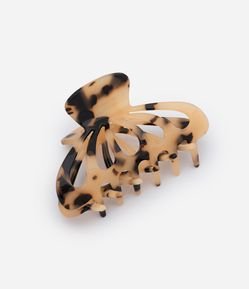 Piranha de Cabelo Meia Lua Vazada com Estampa Animal Print