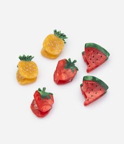 Kit com 06 Mini Piranhas de Cabelo com Formato de Frutinhas