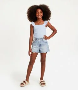 Short jeans Infantil Renda No Cos Tam - 5 a 16 Anos