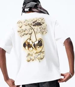 Camiseta Boxy em Algodão Estampa Duquesa Frente e Costas