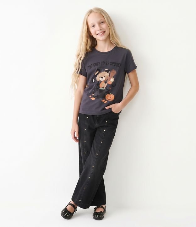 Camiseta Infantil em Algodão Urso Halloween - Tam 5 a 16 Anos