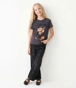 Camiseta Infantil em Algodão Urso Halloween - Tam 5 a 16 Anos
