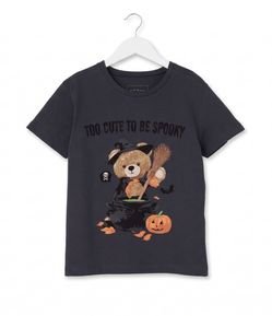 Camiseta Infantil em Algodão Urso Halloween - Tam 5 a 16 Anos