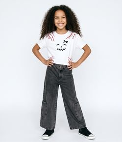Camiseta Infantil Em Algodão Estampa Halloween - Tam 5 a 16 Anos
