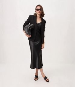 Vestido Slip Acetinado com Alças Finas