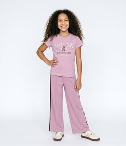 Camiseta Infantil Em Cotton Lettering Ballerina - Tam 5 a 16 Anos