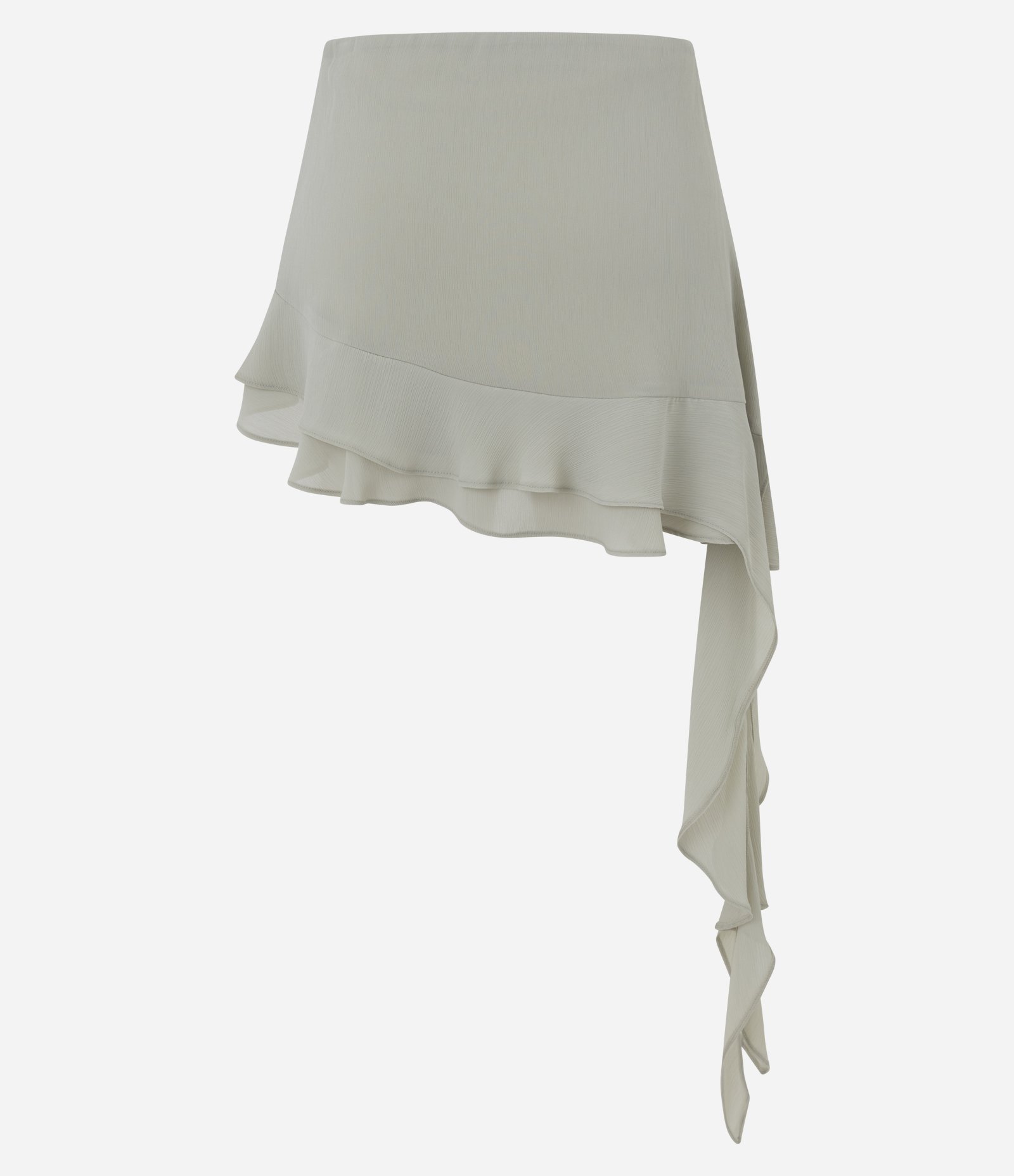 Saia Evasê Chiffon com Babados Assimétricos Verde 7