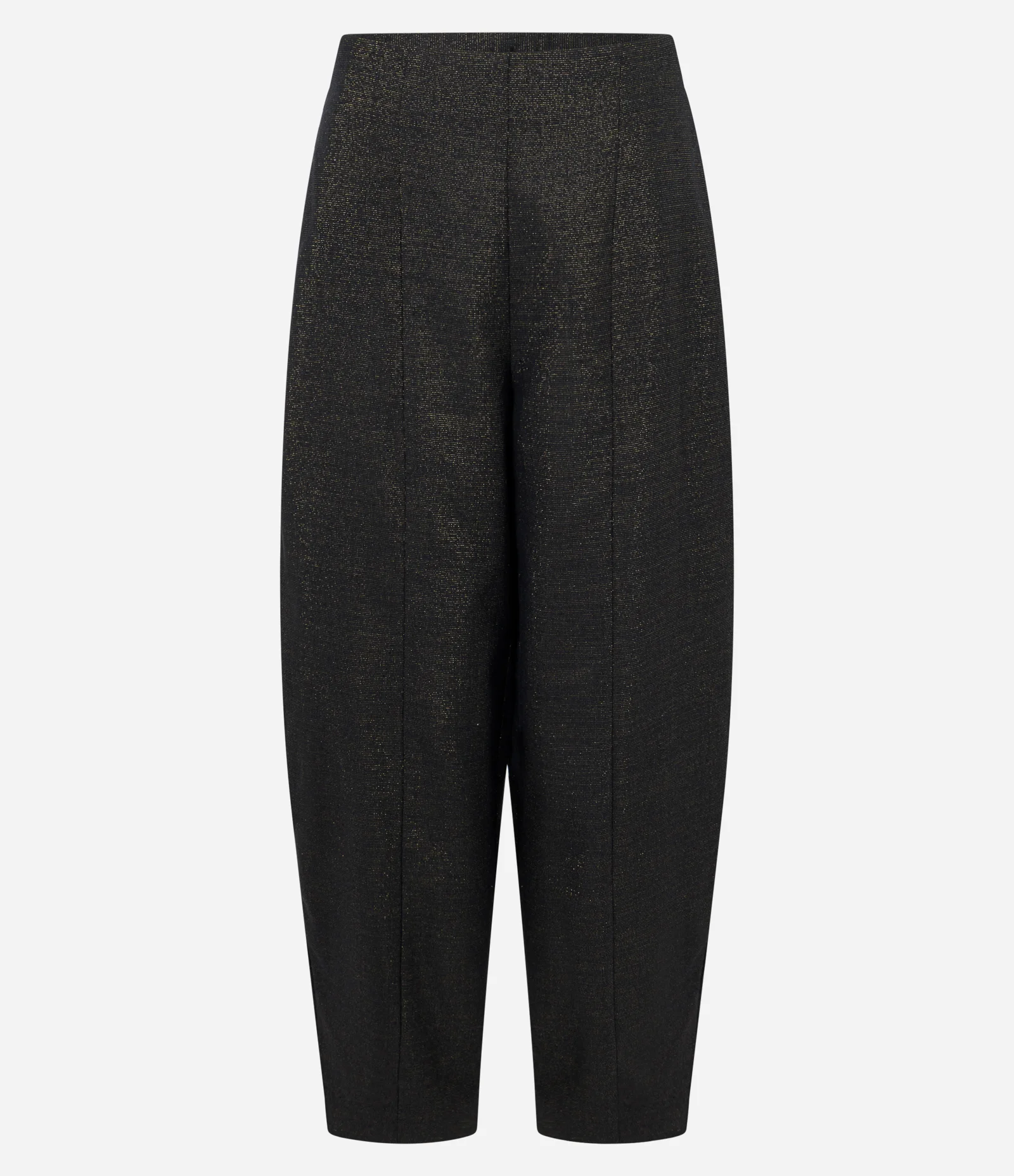 Calça Barrel em Flamê com Brilho Preto 1