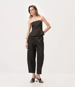 Calça Barrel em Flamê com Brilho