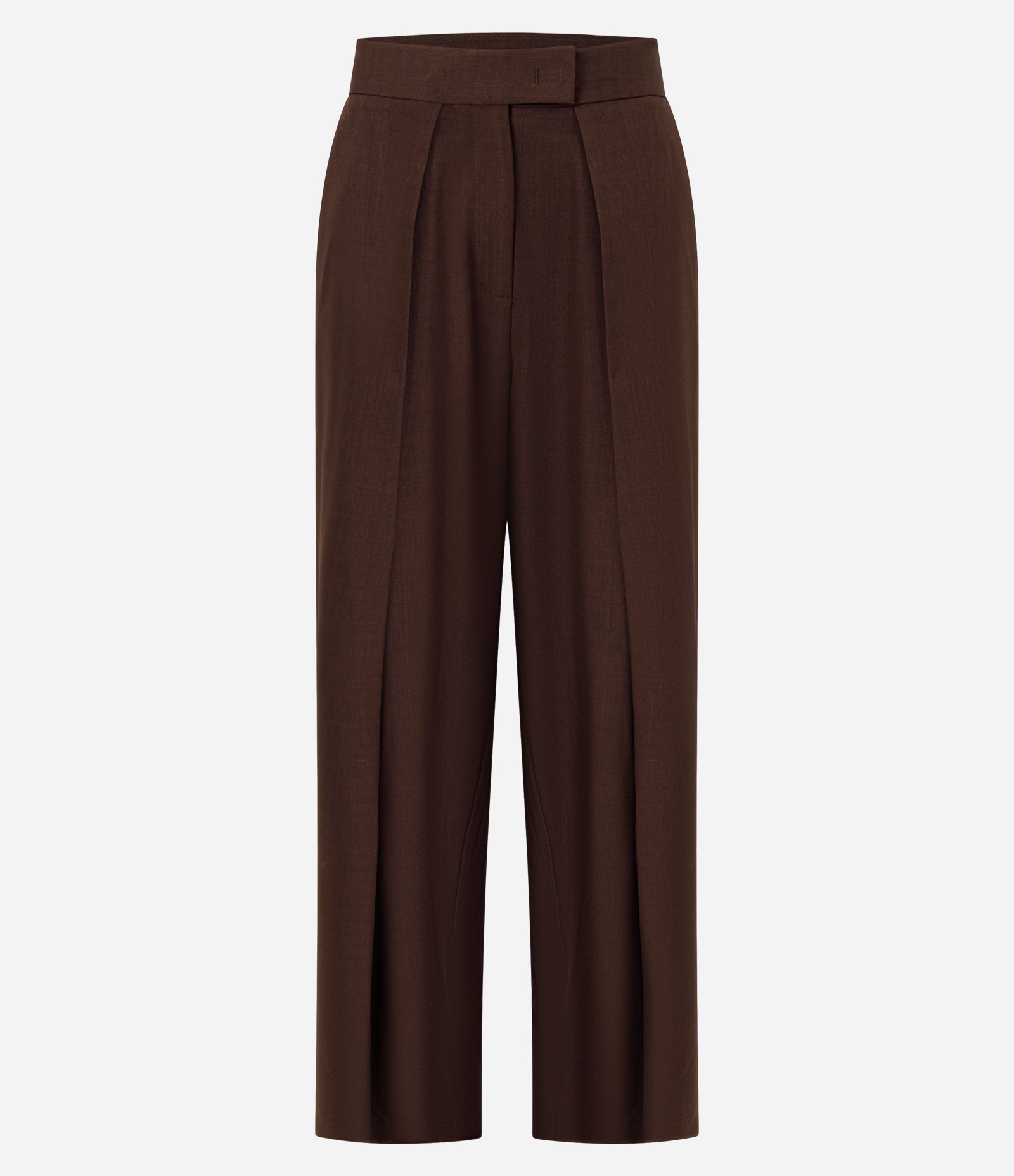 Calça Wide Leg Alfaiatada com Pregas Frontais Marrom 6