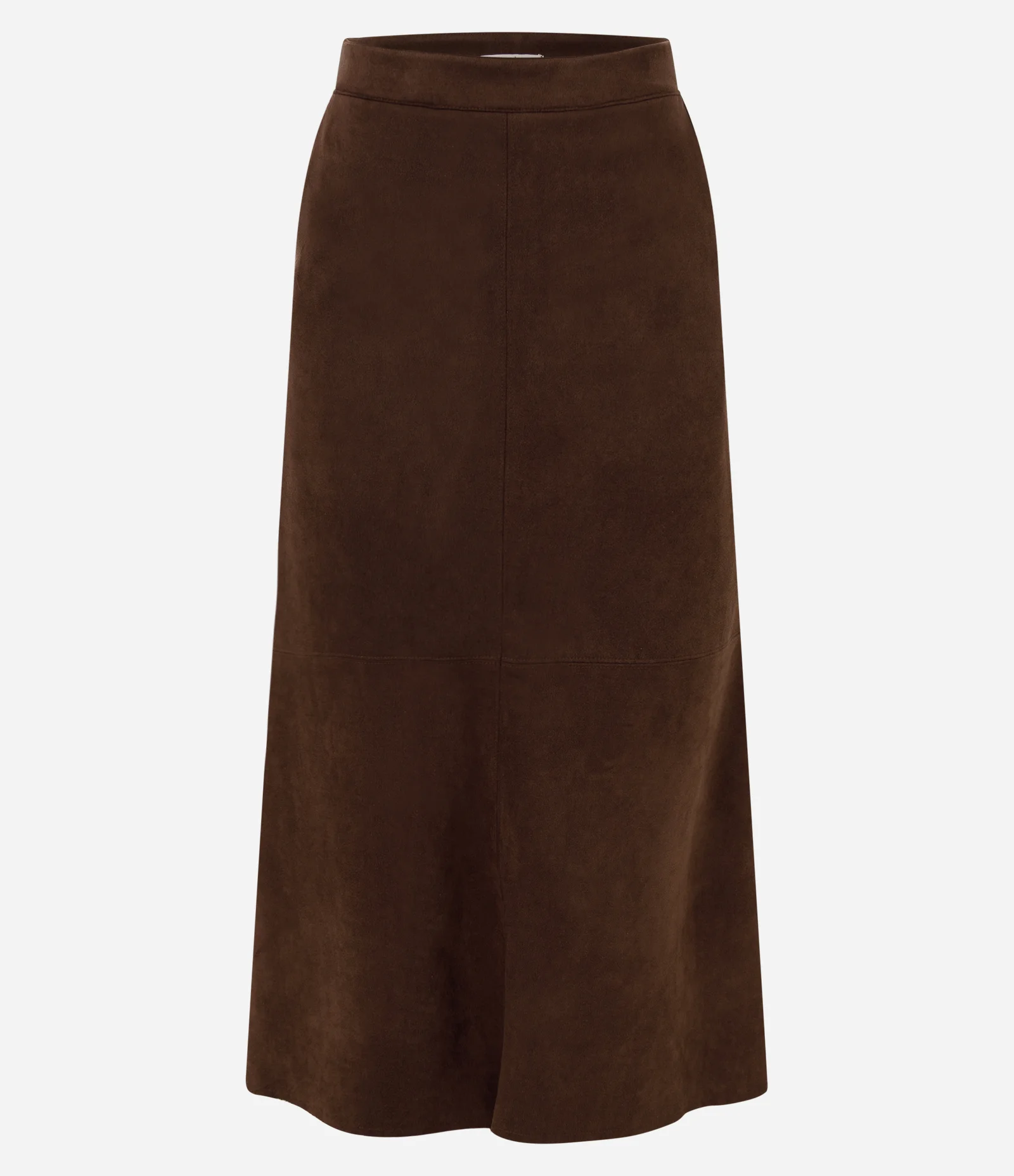 Saia Midi em Suede com Recortes Estruturados Marrom 1