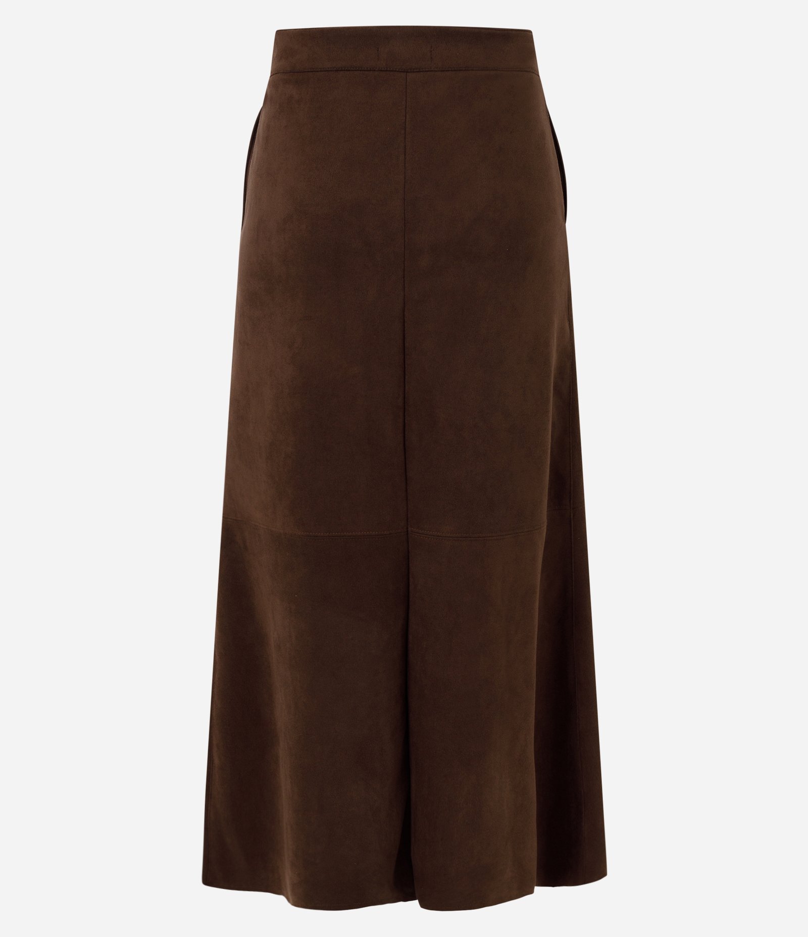 Saia Midi em Suede com Recortes Estruturados Marrom 3