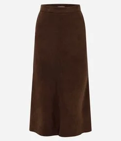 Saia Midi em Suede com Recortes Estruturados