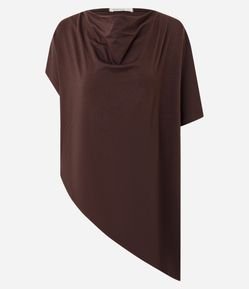 Blusa Assimétrica com Efeito Drapeado no Decote