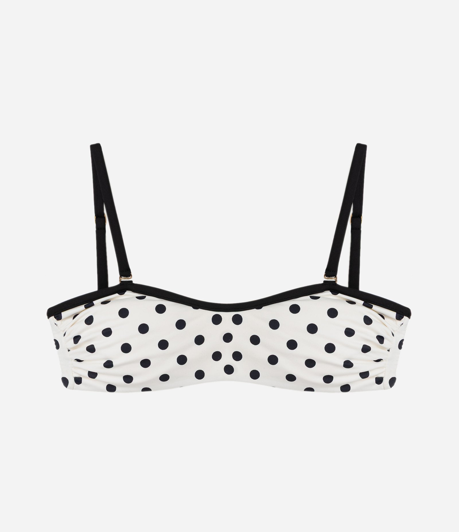 Biquini Top Bandeau com Estampa Poá Branco 5