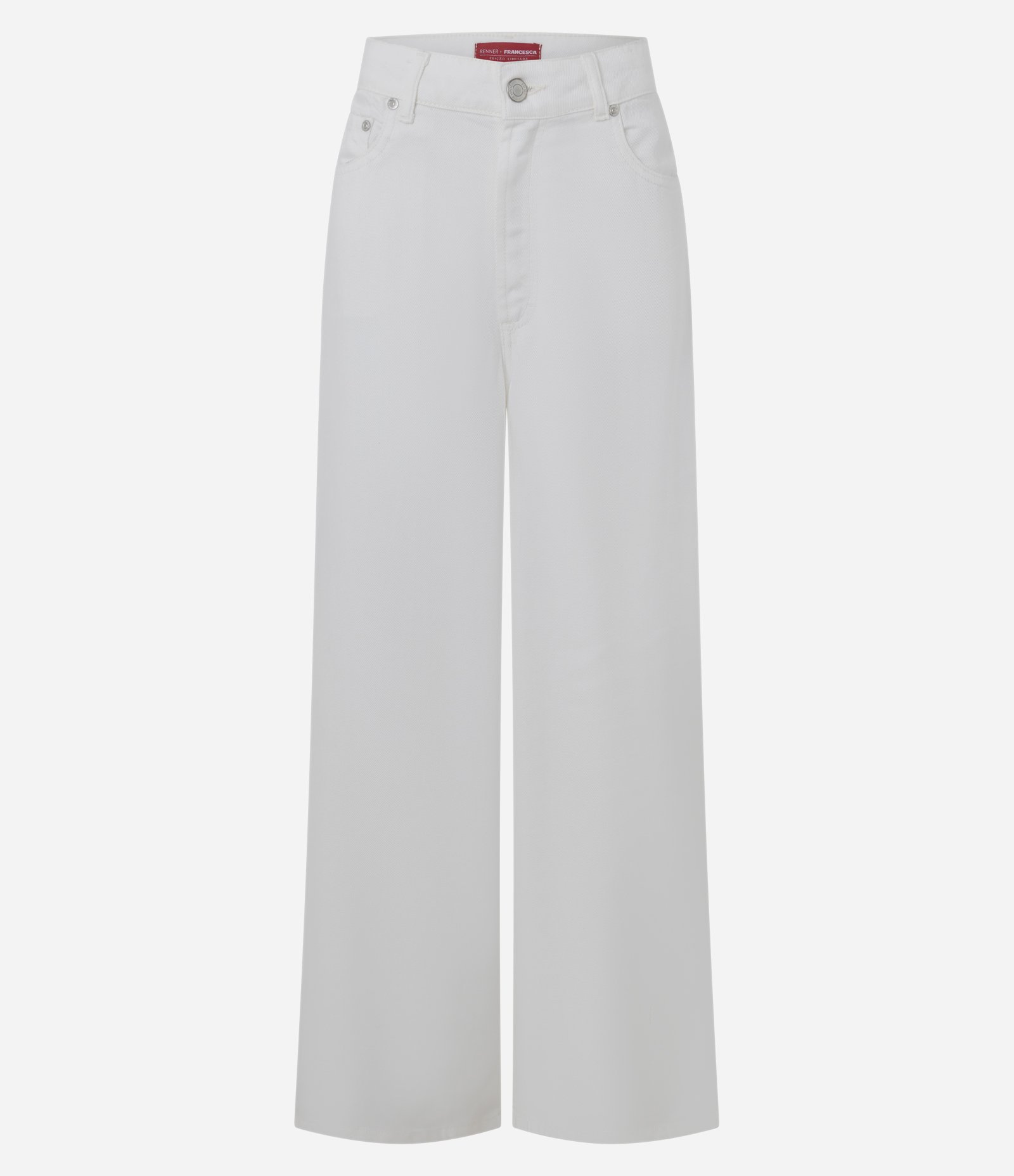Calça Pantalona em Liocel com Cintura Baixa e Recortes Branco 5