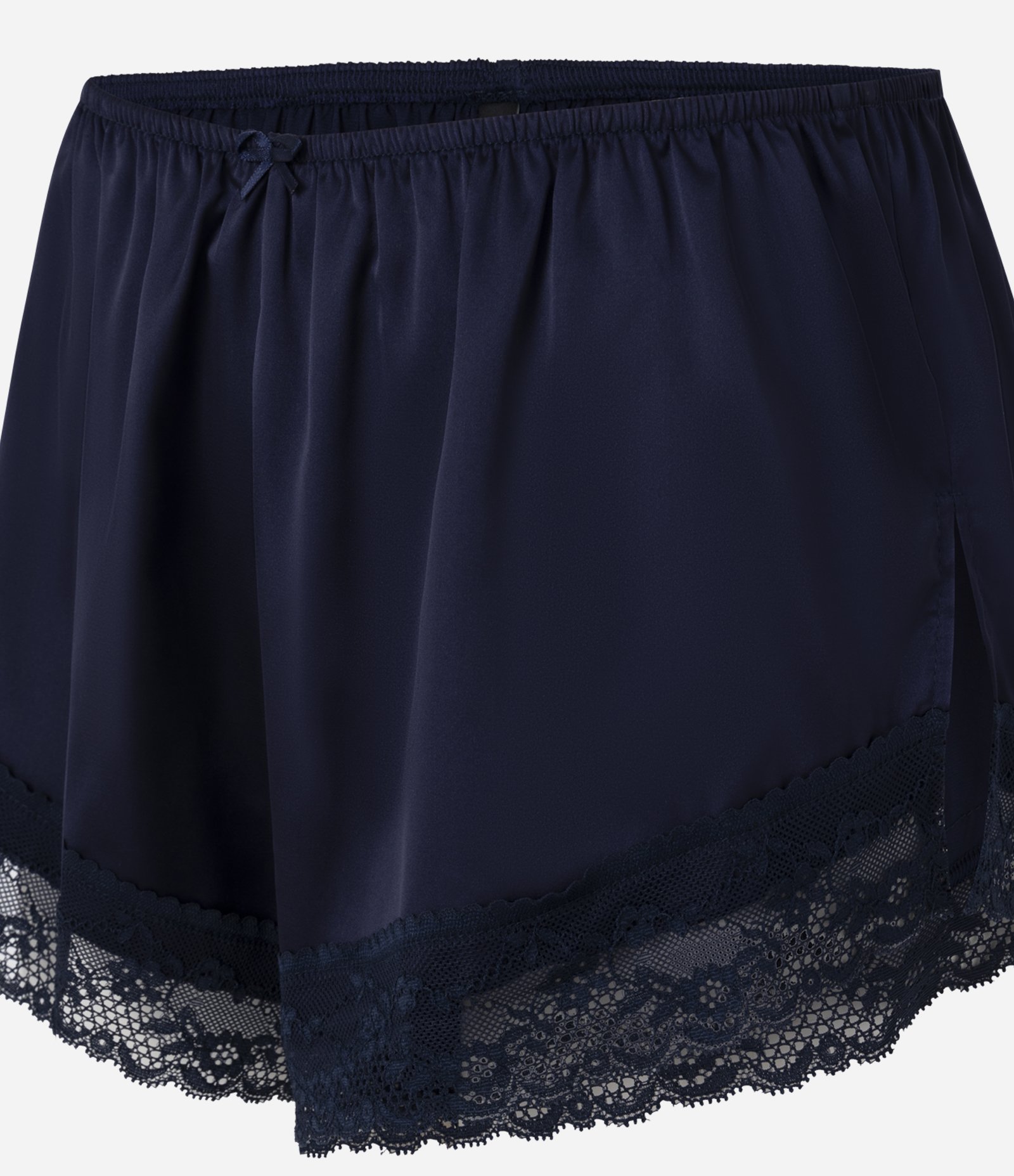 Short de Pijama Regular de Cetim com Renda Avulso Azul 6