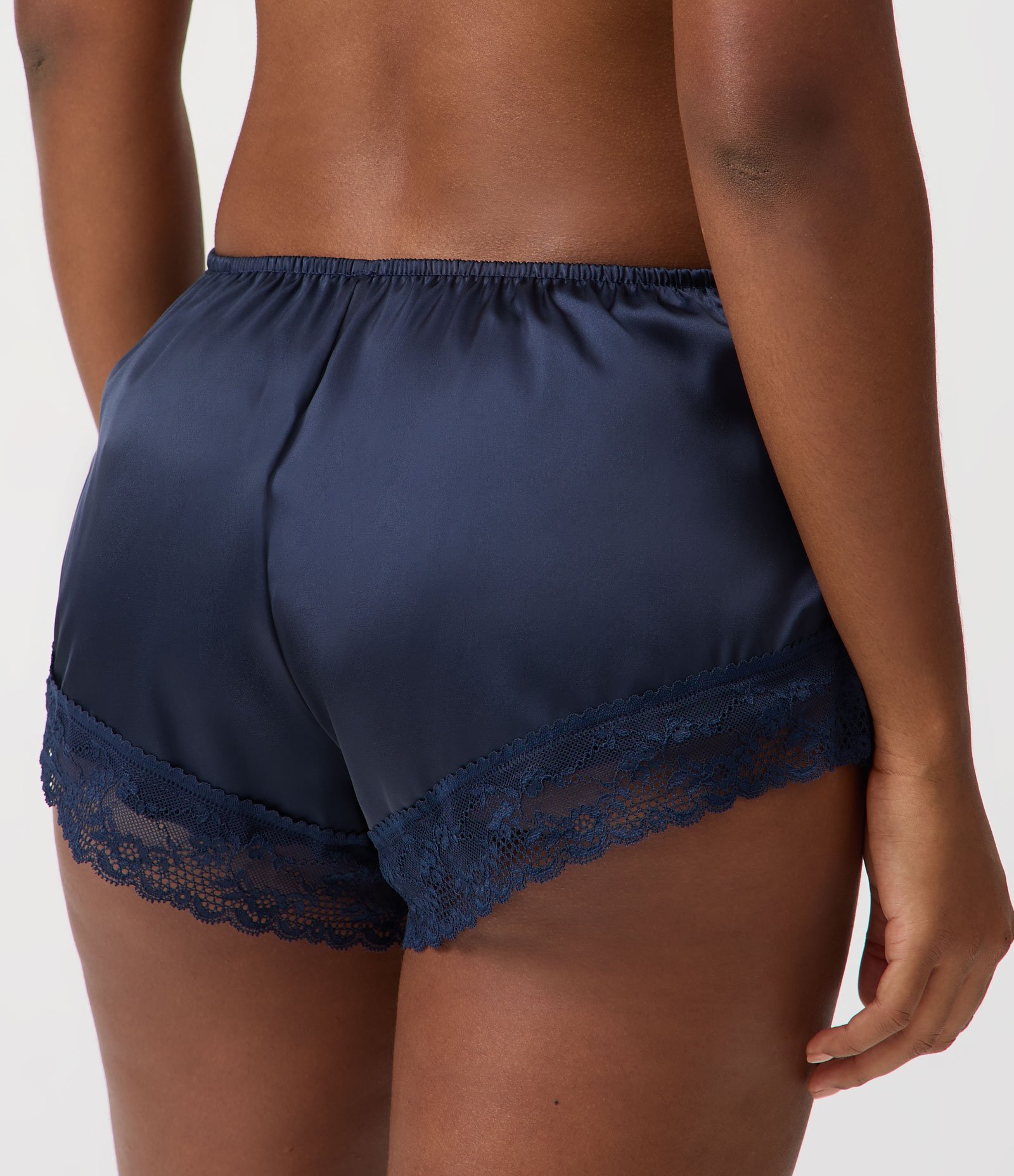 Short de Pijama Regular de Cetim com Renda Avulso Azul 4